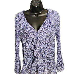 Vintage Ruffle Top Women's Med Long Sleeve Bell Sleeve Clueless Preppy 90s Y2k